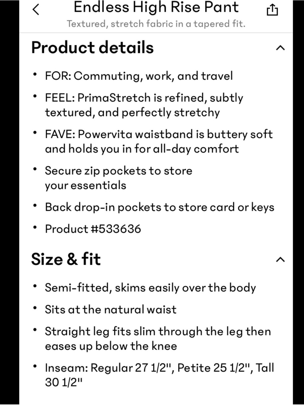 Athleta Endless High Rise Pant - Picture 6 of 6
